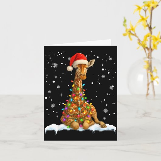 Cute Giraffe Christmas Light Funny Giraffe Lover X カード (黄色い花)