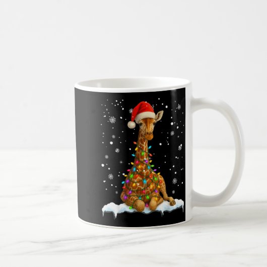 Cute Giraffe Christmas Light Funny Giraffe Lover X コーヒーマグカップ (右)