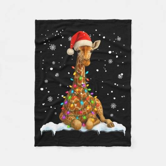 Cute Giraffe Christmas Light Funny Giraffe Lover X フリースブランケット (正面)