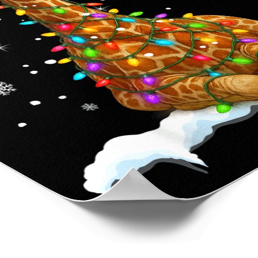 Cute Giraffe Christmas Light Funny Giraffe Lover X ポスター (角)