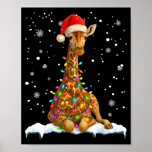 Cute Giraffe Christmas Light Funny Giraffe Lover X ポスター (正面)