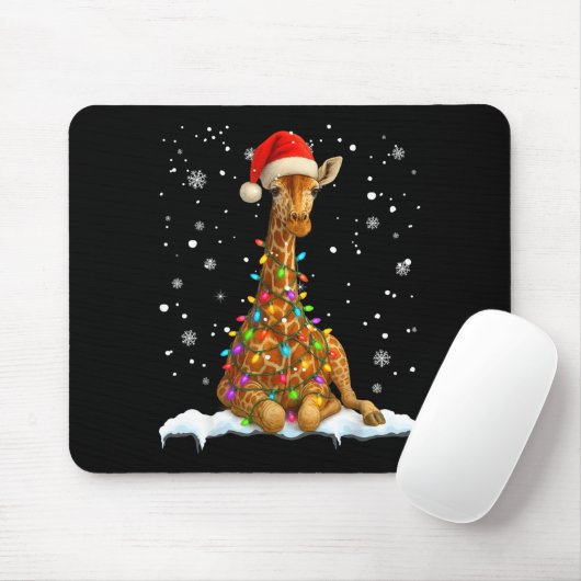 Cute Giraffe Christmas Light Funny Giraffe Lover X マウスパッド (マウス)