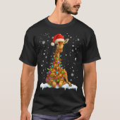 Cute Giraffe Christmas Light Funny Giraffe Lover X Tシャツ (正面)
