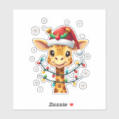 Cute Giraffe Christmas Lights Santa Hat Xmas Pajam シール (シート)