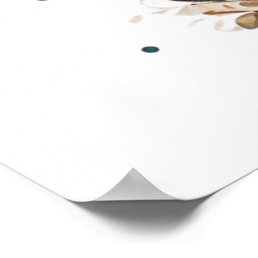 Cute Giraffe Floral Animal Print ポスター (角)