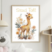 Cute Giraffe Floral Animal Print ポスター