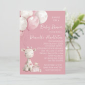 Cute Giraffe Girl Baby Shower Invitation 招待状 (スタンド正面)