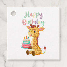 Cute Giraffe Happy Birthday Kids (Personalise) フェイバータグ