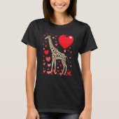 Cute Giraffe Heart Tall Couples Valentine Zoo Anim Tシャツ (正面)