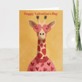Cute Giraffe Hearts Pullover Valentine`s Day Card  カード (正面)