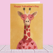 Cute Giraffe Hearts Pullover Valentine`s Day Card  カード