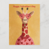 Cute Giraffe Hearts Pullover Valentine`s Day Card  ポストカード (正面)