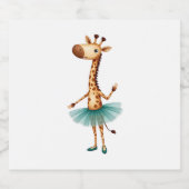 Cute giraffe in a tutu dancing as a ballerina, gif スパークリングワインラベル (シングルラベル)