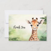 Cute Giraffe Jungle Baby Shower Party Beautiful サンキューカード (正面)