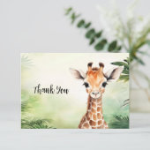 Cute Giraffe Jungle Baby Shower Party Beautiful サンキューカード (スタンド正面)