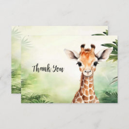 Cute Giraffe Jungle Baby Shower Party Beautiful サンキューカード