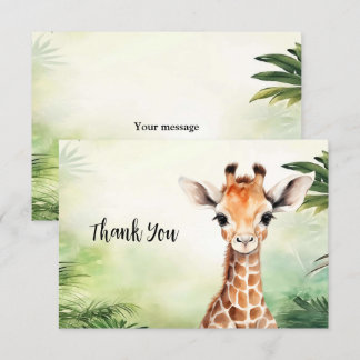 Cute Giraffe Jungle Baby Shower Party Beautiful サンキューカード
