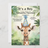Cute Giraffe Jungle Baby Shower Party Beautiful 招待状 (正面)