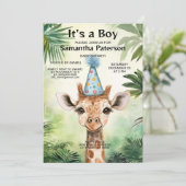 Cute Giraffe Jungle Baby Shower Party Beautiful 招待状 (スタンド正面)