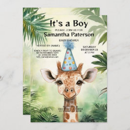 Cute Giraffe Jungle Baby Shower Party Beautiful 招待状