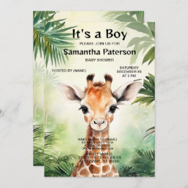 Cute Giraffe Jungle Baby Shower Party Beautiful 招待状