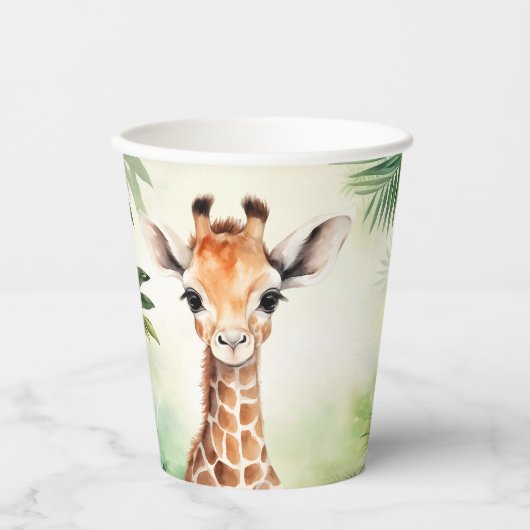 Cute Giraffe Jungle Baby Shower Party Beautiful 紙コップ (正面)