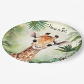 Cute Giraffe Jungle Baby Shower Party Beautiful Pa ペーパープレート (アングル)