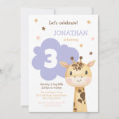 Cute Giraffe Jungle Safari Animal Birthday 招待状 (正面)