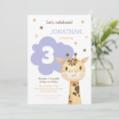 Cute Giraffe Jungle Safari Animal Birthday 招待状 (スタンド正面)