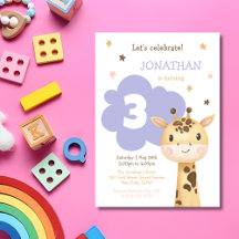 Cute Giraffe Jungle Safari Animal Birthday
