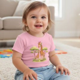 Cute Giraffe Mother Baby Safari Kids ベビーTシャツ