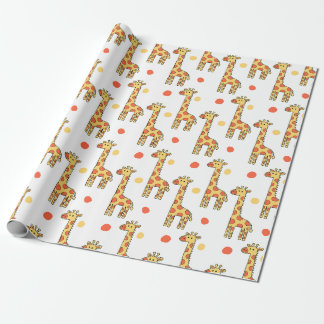 Cute Giraffe Pattern Yellow Cartoon Animal Print ラッピングペーパー