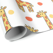 Cute Giraffe Pattern Yellow Cartoon Animal Print ラッピングペーパー (ロールコーナー)