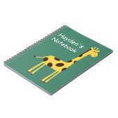 Cute Giraffe Personalised Green ノートブック (左側)