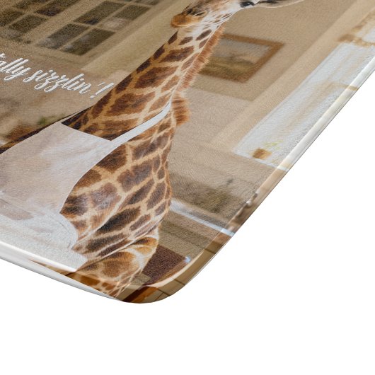 Cute Giraffe Personalized Glass Cutting Board カッティングボード (角)