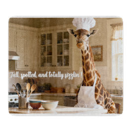 Cute Giraffe Personalized Glass Cutting Board カッティングボード