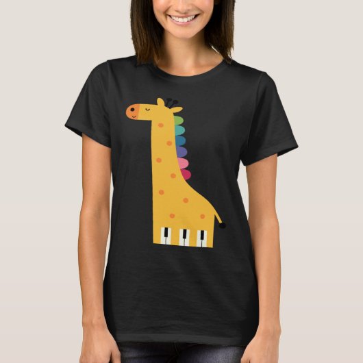 Cute Giraffe Piano Music Tシャツ (正面)