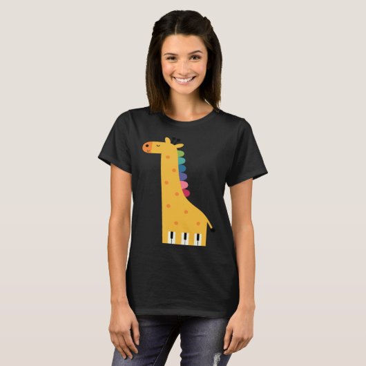 Cute Giraffe Piano Music Tシャツ (正面フル)
