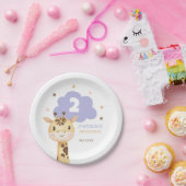 Cute Giraffe Safari Animal Kids Birthday ペーパープレート (パーティー)