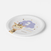 Cute Giraffe Safari Animal Kids Birthday ペーパープレート (アングル)