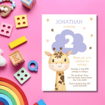 Cute Giraffe Safari Animal Kids Birthday
