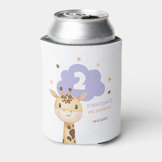 Cute Giraffe Safari Animal Kids Birthday 缶クーラー (缶裏面)
