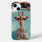 Cute Giraffe Swimming Pool iPhone Case Case-Mate iPhoneケース (裏面)
