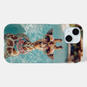 Cute Giraffe Swimming Pool iPhone Case Case-Mate iPhoneケース (裏面 (横))