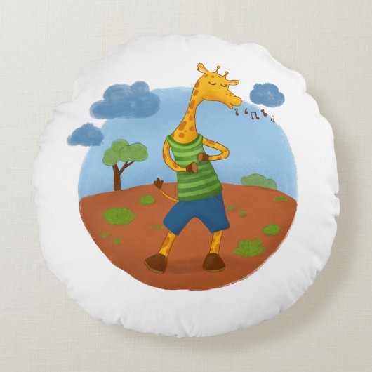 Cute Giraffe Throw Pillow ラウンドクッション (正面)