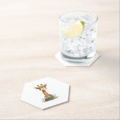 Cute Giraffe With Book Floral Bookworm Librarian B ペーパーコースター (インサイチュ)