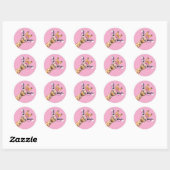 Cute Giraffe with Pink Glasses Aesthetic Sticker ラウンドシール (シート)