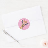 Cute Giraffe with Pink Glasses Aesthetic Sticker ラウンドシール (封筒)