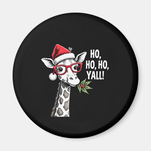 Cute Giraffe With Santa HatメリークリスマスGiraffe Lov マグネット (正面)