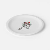 Cute Giraffe With Santa Hat Merry Xmas Giraffe Lov ペーパープレート (アングル)